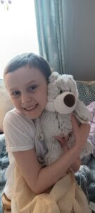 Tilly Hunt with her Cancer Support UK bunny