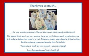 Teenage Cancer Trust Cardiff message of thanks