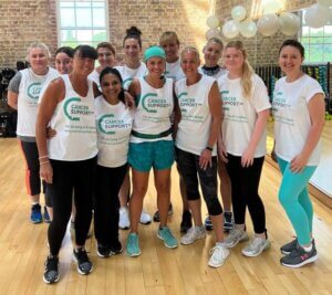 Team Pavilion at Cancer Support UK's 2023 Sh'bamathon, Kate is third from right