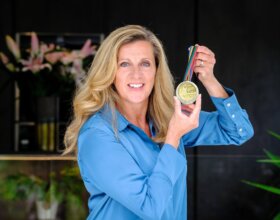 Sally Gunnell OBE is the only woman ever to hold four major track titles concurrently – Olympic, World, European and Commonwealth. Pictured here, Gunnell is holding the gold medal she won for her 400m hurdles triumph at the 1992 Olympic Games in Barcelona