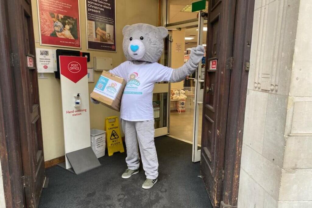 Cuddles drops off the final bears at the post office