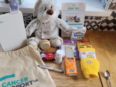 Packed with toys and games, the Kids' Kit is just one of the four types of cancer kits sent out free by Cancer Support UK
