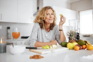 Woman enjoying healthy food