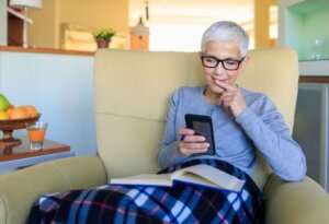 Older woman using smartphone