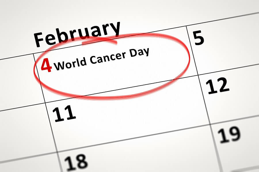 image of cancer with 4 February and World Cancer Day entry highlighted