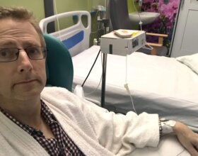 Man in hospital being treated for cancer