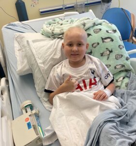 Little boy in hospital bed