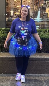 Woman undertaking the Shine Night charity walk